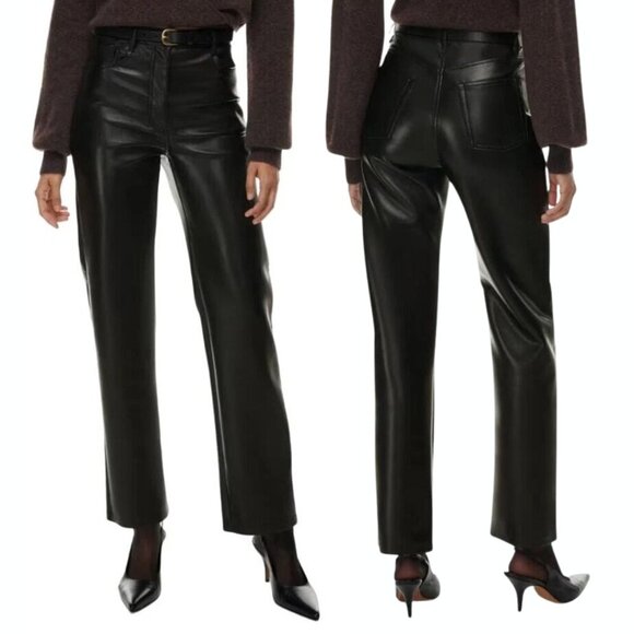 Wilfred Pants - NWT Aritzia Wilfred The Melina Vegan Leather Pants in Black Sz 8, 34" inseam